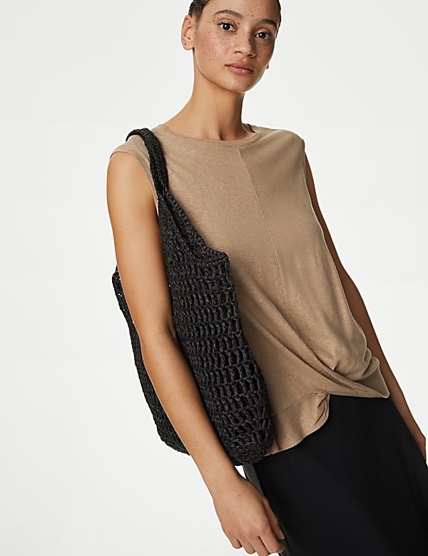 Linen Blend Twist Front Vest