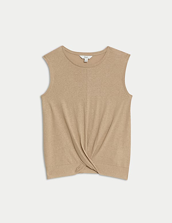 Camiseta con lino y dise&ntilde;o retorcido en la parte delantera - ES