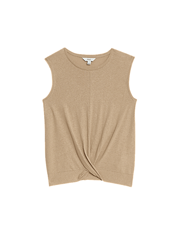Linen Blend Twist Front Vest