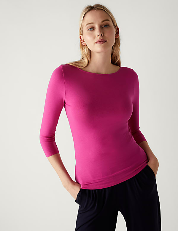 Cotton Rich Slim Fit 3/4 Sleeve T-Shirt