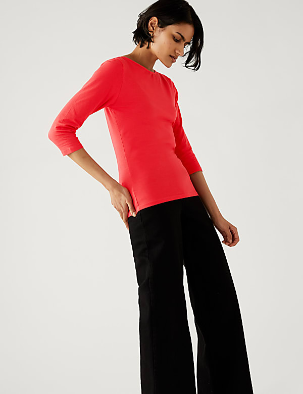 Cotton Rich Slim Fit 3/4 Sleeve T-Shirt
