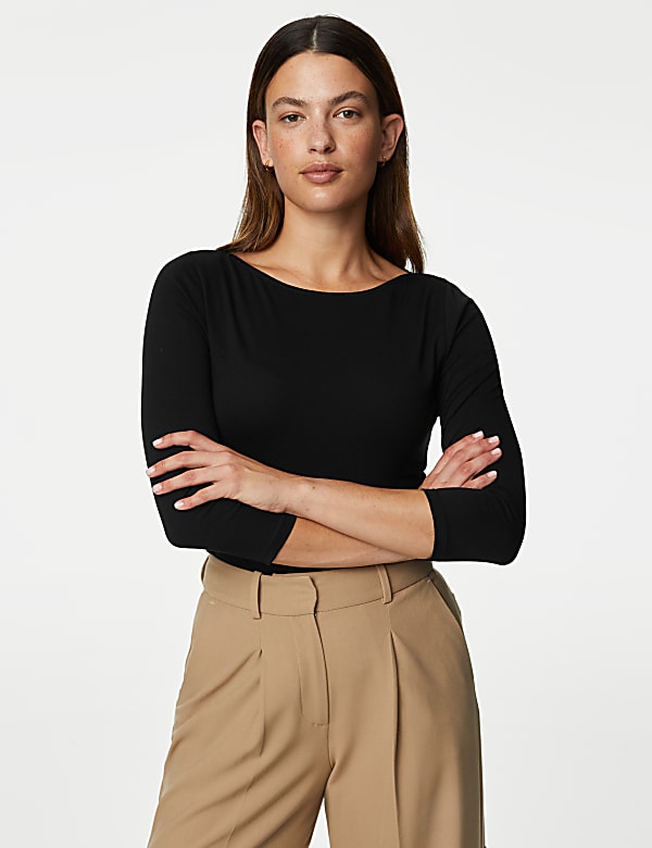 Cotton Rich Slim Fit 3/4 Sleeve T-Shirt