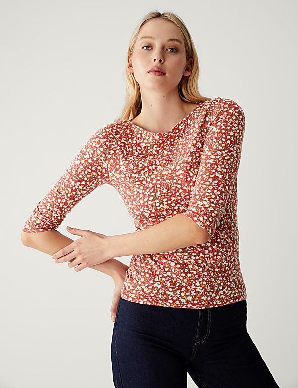 Cotton Rich Printed Slim Fit Top - BN