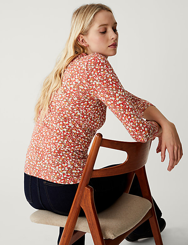 Cotton Rich Printed Slim Fit Top