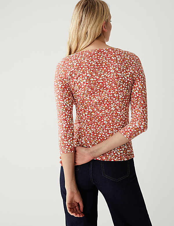 Cotton Rich Printed Slim Fit Top