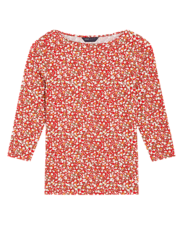 Cotton Rich Printed Slim Fit Top