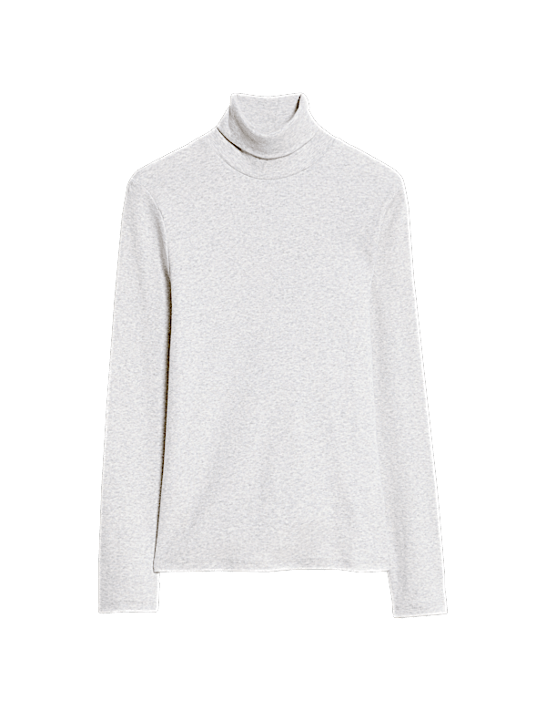 Cotton Rich Ribbed Funnel Neck Top