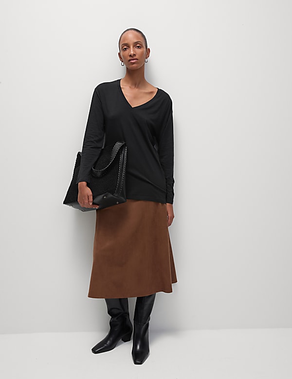 Atasan Longline Bahan Katun Kerah V - ID