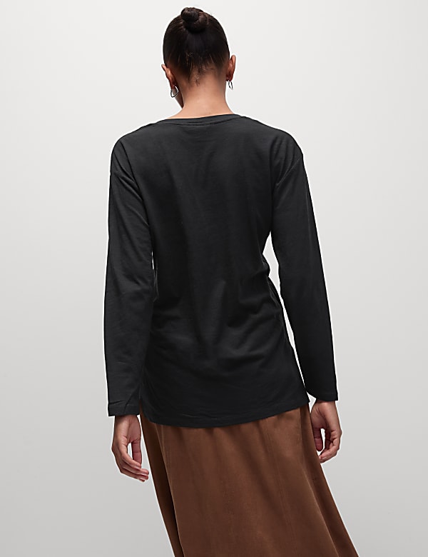 Atasan Longline Bahan Katun Kerah V - ID