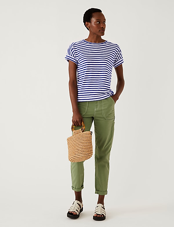 Linen Rich Striped T-Shirt