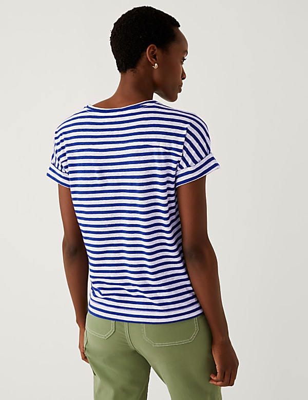 Linen Rich Striped T-Shirt