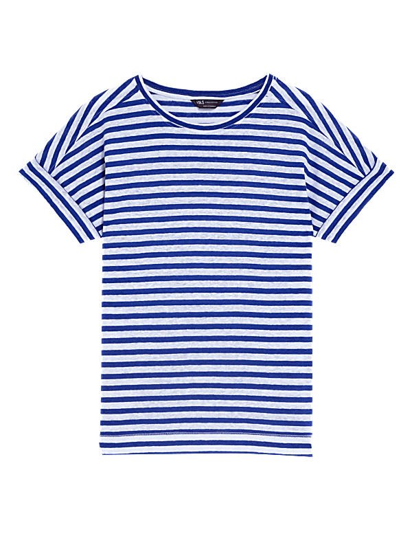 Linen Rich Striped T-Shirt