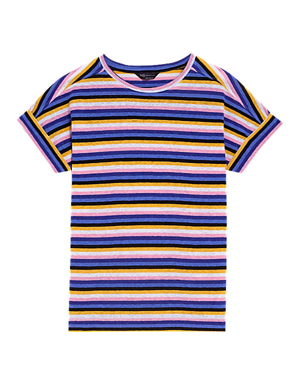 Linen Rich Striped T-Shirt