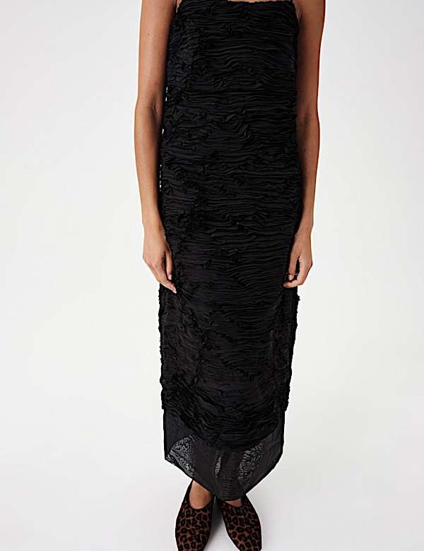Georgette Textured Layered Midi Cami Dress - ES