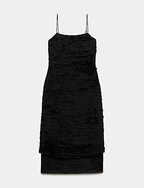 Georgette Textured Layered Midi Cami Dress - ES