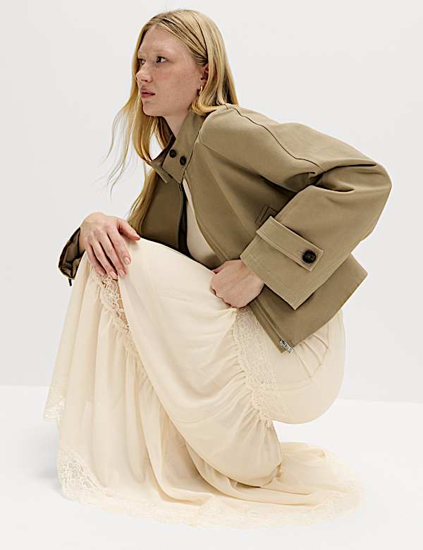 חצאית מידי שכבות עם עיטור תחרה - IL