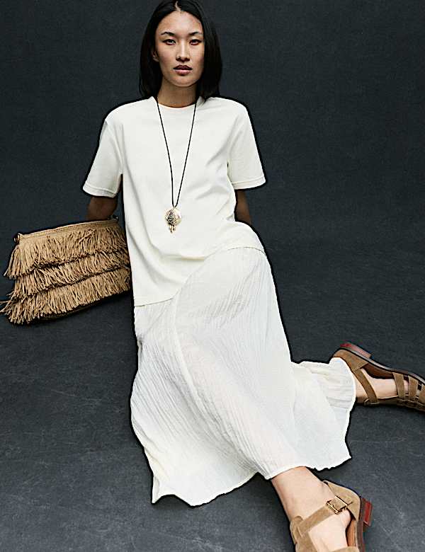 Cotton Rich Sheer Panel T-Shirt Dress - NZ