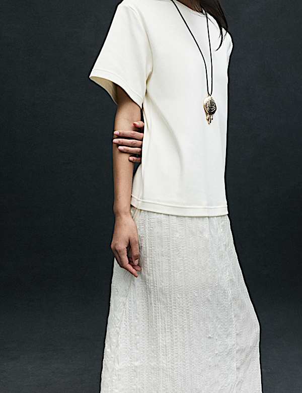 Cotton Rich Sheer Panel T-Shirt Dress - NZ