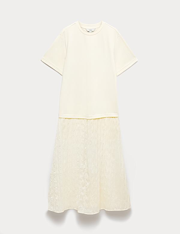 Cotton Rich Sheer Panel T-Shirt Dress - NZ