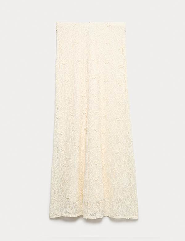 חצאית מידי מבד ג'רסי עם תחרה בגזרה ישרה וצמודה - IL