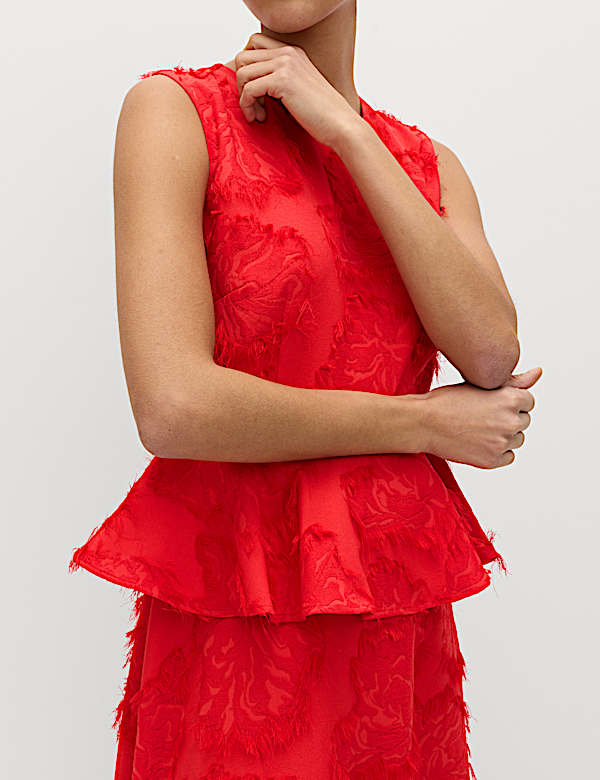 Vestido maxi a media pierna a la cintura de jacquard - ES