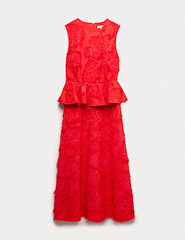 Vestido maxi a media pierna a la cintura de jacquard - ES