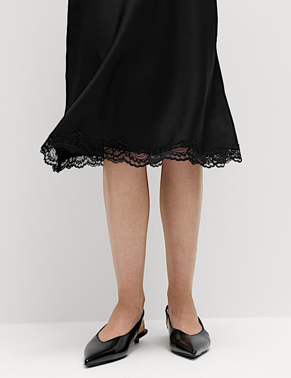 Jupe longueur genou &agrave; d&eacute;tail en dentelle - CA
