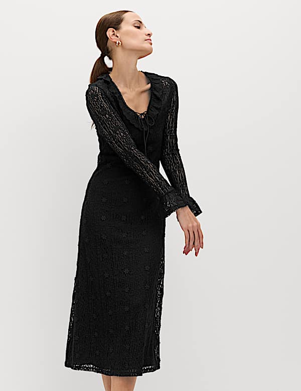 Jersey Floral Lace Midaxi Bodycon Dress | BLACK | Dresses | M&S US