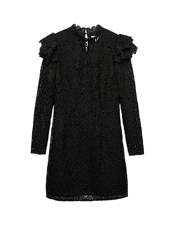 Lace High Neck Mini Column Dress