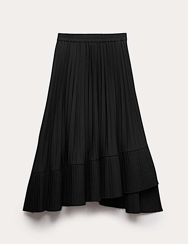 Asymmetrische midi-plooirok - NL