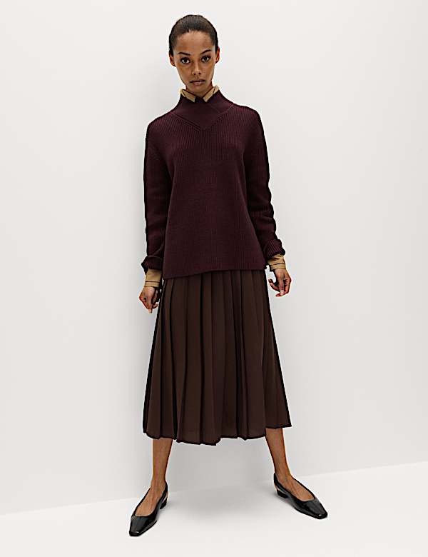 Jupe plissée à sequins - Marron foncé - FEMME | H&M FR