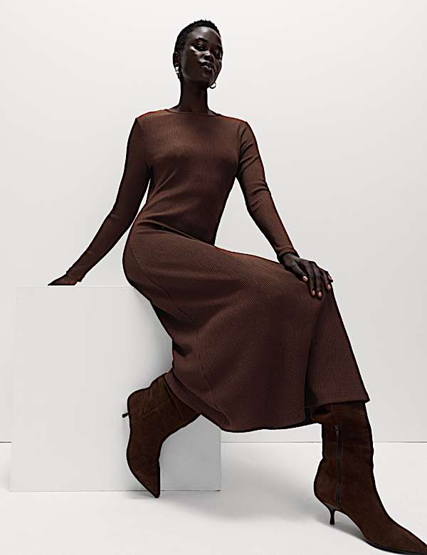 Jersey Plisse Midaxi Skater Dress - FI