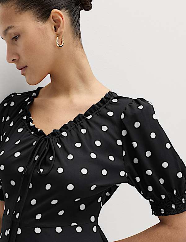 Ruched Midi Tea Dress - US