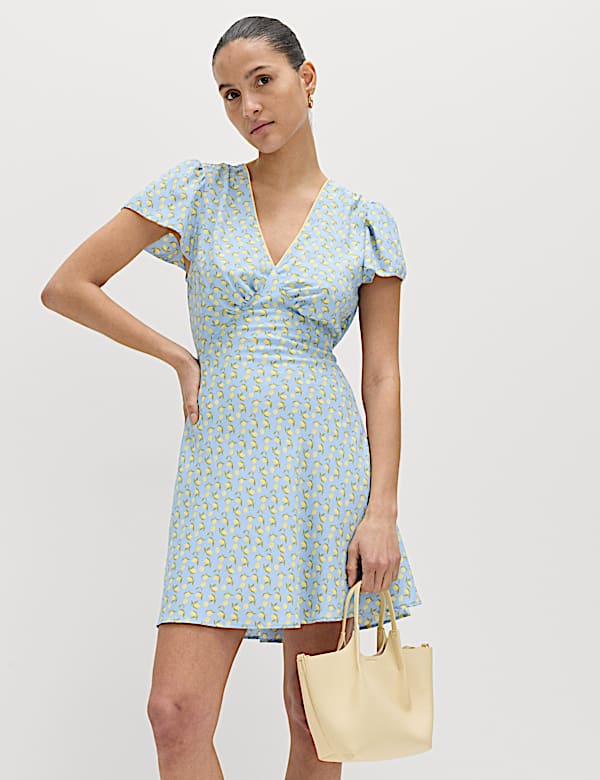 Printed Floral Mini Tea Dress