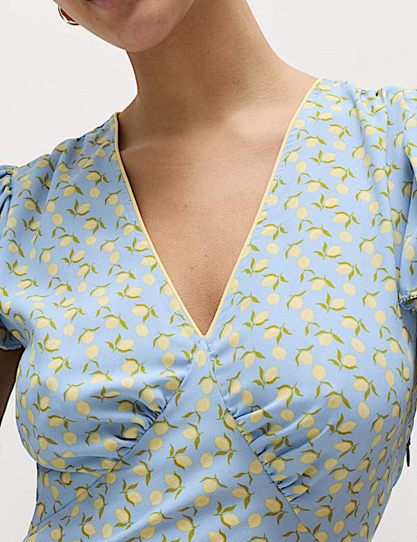 Printed Floral Mini Tea Dress