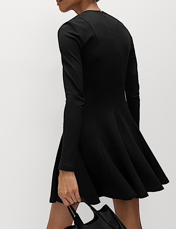 Jersey Crew Neck Mini Skater Dress - AT