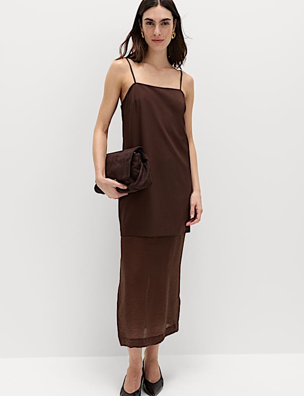 Strappy Midi Drop Waist Column Dress - BG