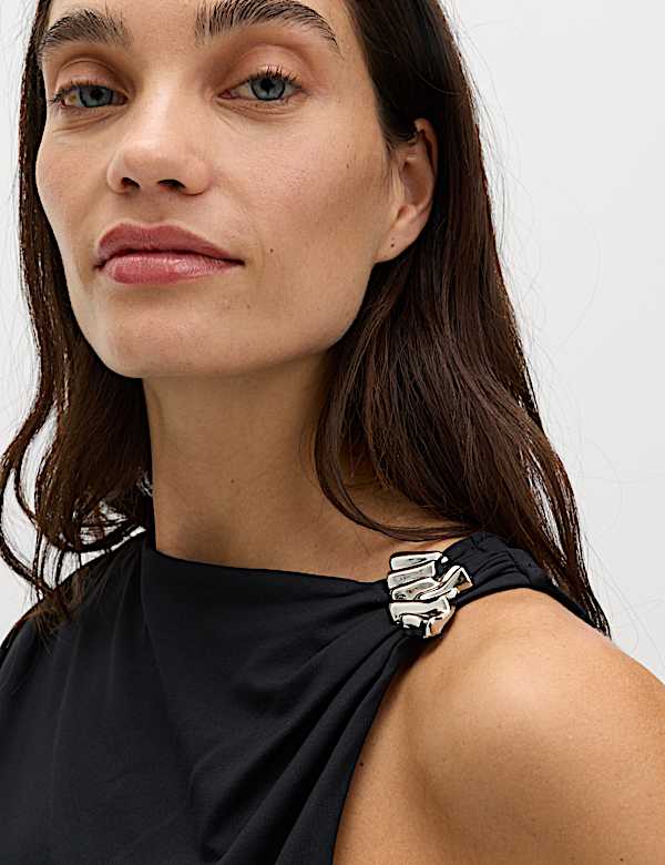 Midaxi-Bodycon-Kleid aus Jersey mit Metalldetails - DE