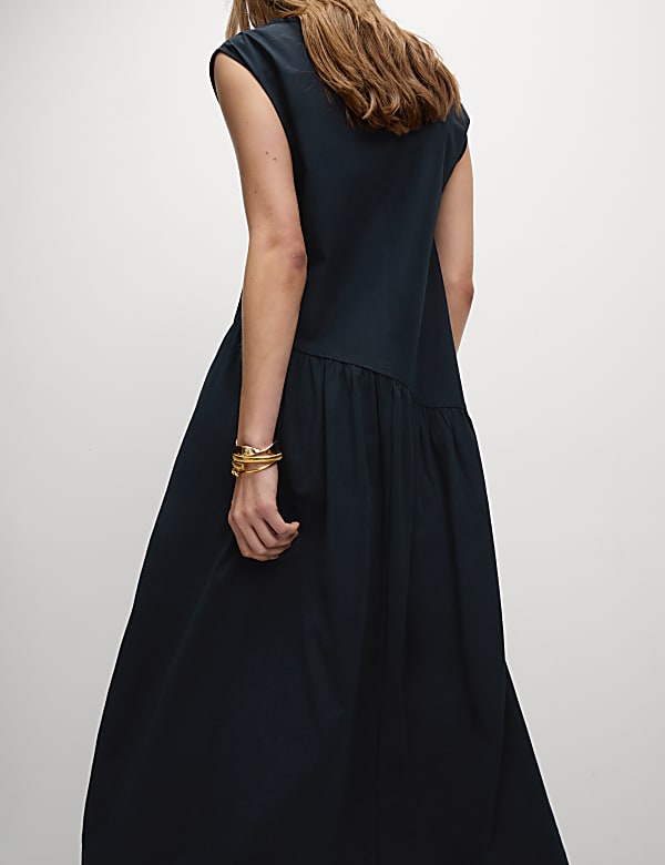 Pure Cotton Tiered Midi Relaxed Dress - AL