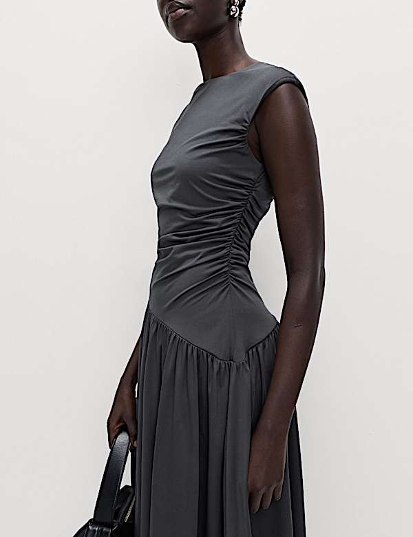 Jersey Dropped Waist Midi Dress - EE