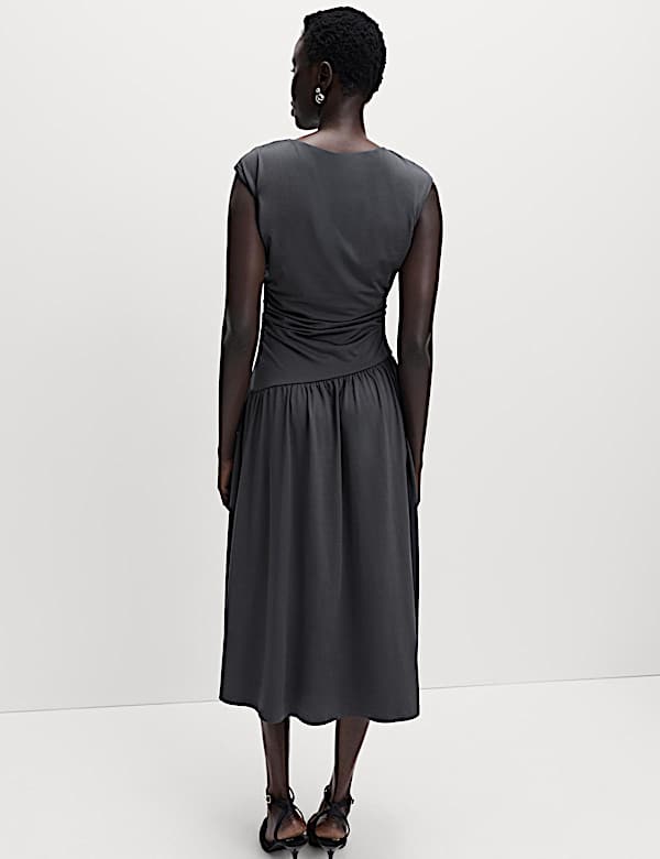 Jersey Dropped Waist Midi Dress - EE