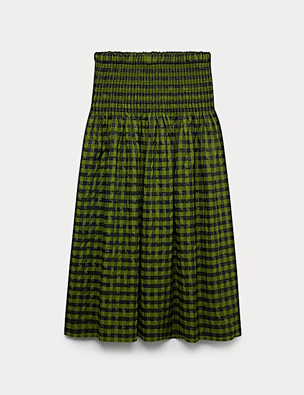 Gingham Midi A-Line Skirt - CH
