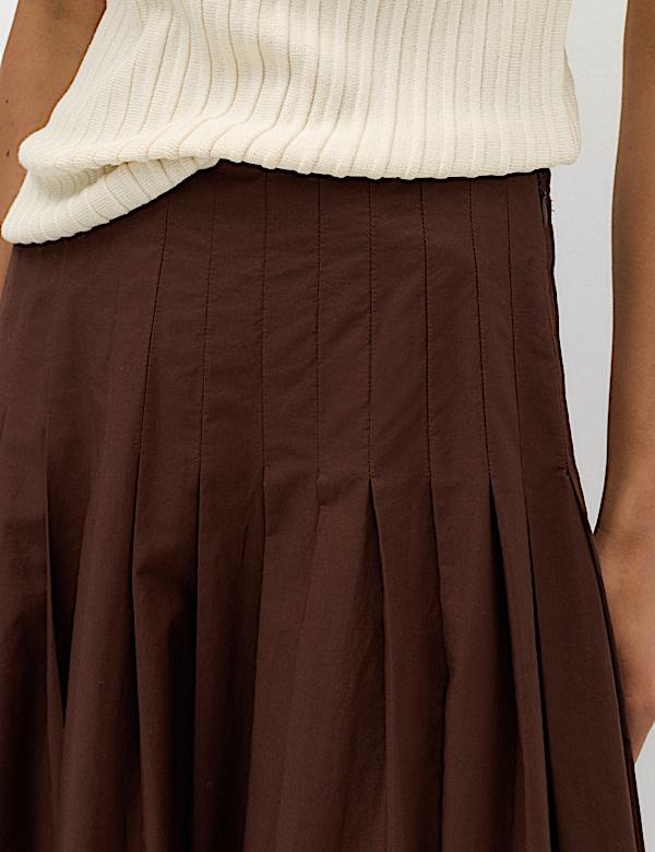Falda midi con plisado fino 100 % algod&oacute;n - US