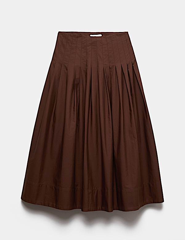 Falda midi con plisado fino 100 % algod&oacute;n - US