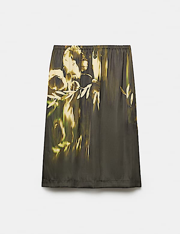 Satin Floral Knee Length Slip Skirt - AU