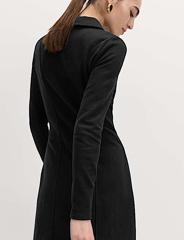 Cotton Blend Cosy Collared Mini Skater Dress - JE