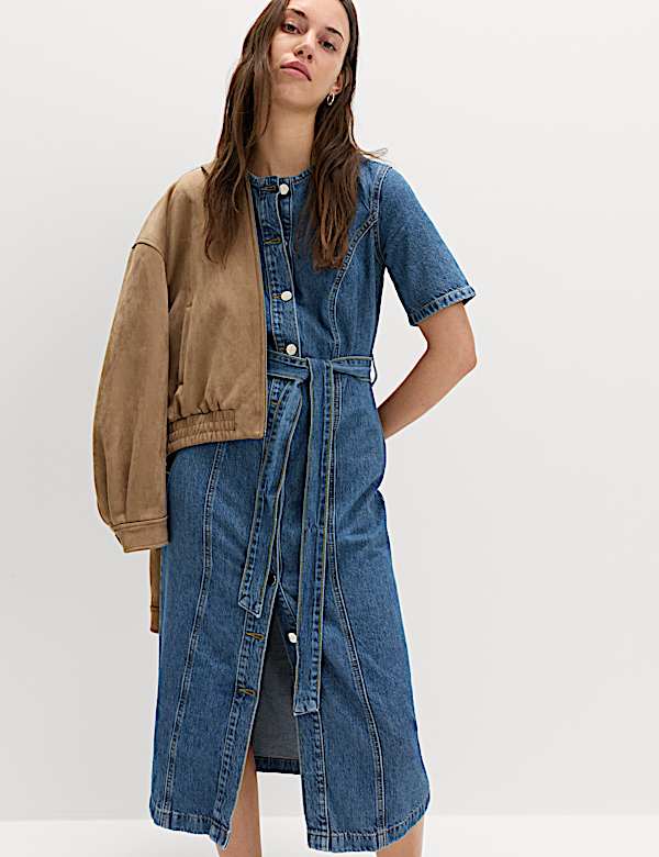 white christmas dresses Denim Short-Sleeve Renee Shirtdress Light Wash Denim main image 0