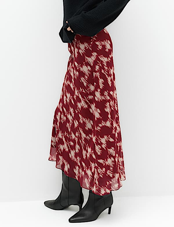 Chiffon Floral Midi Slip Skirt - CH