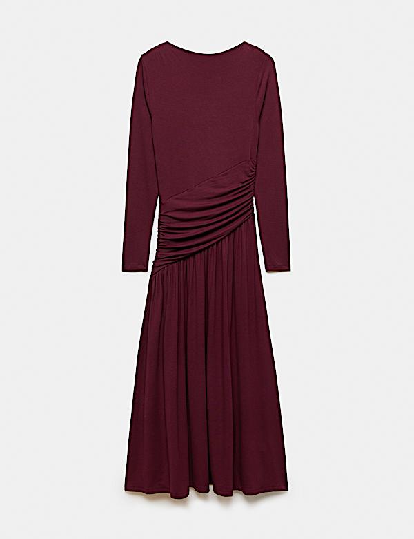 Jersey Draped Midi Waisted Dress - VN