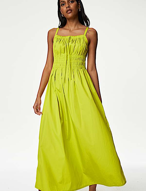 Smocked Strappy Midaxi Dress